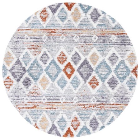 Safavieh 7 x 7 ft. Berber Shag Contemporary Power Loomed Round Rug; Blue Rust & Ivory BER585A-7R